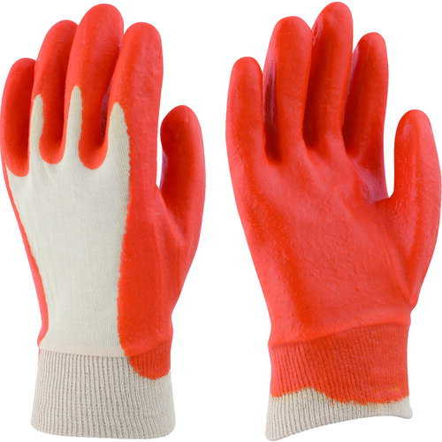 【商品詳細】●塩化ビニールをコーティングしているため、天然ゴム製の手袋に比べて油に強く、耐摩耗性に優れています。●背抜きタイプで通気性が良く蒸れにくい手袋です。●袖口にジャージを使用し、手首のフィット感を高めています。●建設・土木作業、機械、運輸業、農業。●色：ベージュ/オレンジ●サイズ：S●厚さ(mm)：約2●ゲージ数：-●全長(cm)：24.5●手のひら周り(cm)：19.6●中指長さ(cm)：7.4材質/仕上●手袋部:綿メリヤス●すべり止め部:塩化ビニール樹脂原産国日本JANコード4907026091721【送料について】北海道、沖縄、離島は送料を頂きます。
