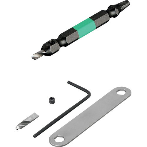 【商品詳細】●電動ドライバーを使ってビット1本で穴あけと抜き取りができます。●先端部は交換可能です。(M6〜M8ねじ対応ビットはドリル部のみ交換可)●脱着不能な、なめたねじ（焼き入れなし）を取り外すことができます。●なめたプラス穴のネジの取り外しに。●刃先：M6〜8ネジ●用途：鉄用●対応ねじサイズ：M6〜8●M2.5〜3ねじ対応●シャンク径：6.35mm材質/仕上●クロムモリブデンバナジウム鋼セット内容/付属品●M2.5〜3ネジ対応ビット●スペアドリル部品1.5mm●スペアネジ部品No.1用●専用レンチ、専用スパナ、固定用ネジ●焼き入れ処理したねじには使用できません。原産国日本JANコード4962485361709【送料について】北海道、沖縄、離島は送料を頂きます。