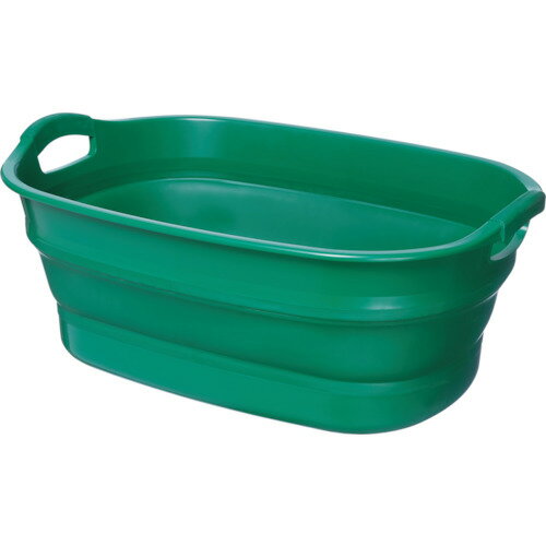 TRUSCO トラスコ 折りたたみタライ 水抜栓付 グリーン 23L TORTGN