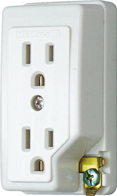 明工 接地ダブルコンセントET付（白）【ME2743W】(電設配線部品・プラグ・コンセント)