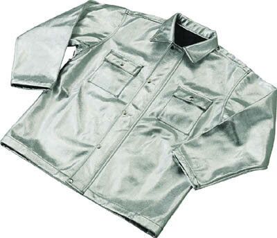 【メーカー型番】TSP-1L【JANコード】4989999214451【ブランド】TRUSCO 　【特徴】●耐炎繊維織物（高密度品）にアルミ蒸着フィルムをラミネートして遮熱性を向上させています。●熱伝導性を下げる裏生地はすべりも良く、中の衣服にまとわり付かずスムーズに作業でき、着脱も容易です。●アスベストや皮膚刺激のあるガラス・シリカ繊維を含みません。【用途】●ボイラー・炉前などの輻射熱の高い作業現場。【仕様】●サイズ:L●着丈(cm):76●色:シルバー●肩幅(cm):52●胸囲(cm):126●質量(kg):1.52●生地厚み:約1.3mm●耐熱温度範囲:0〜150℃●袖丈(cm):60【材質／仕上】●耐炎繊維の朱子織物（高密度品）にアルミ蒸着フィルムをラミネートしたもの【セット内容／付属品】【注意】【原産国】日本【送料について】北海道、沖縄、離島は送料を頂きます。