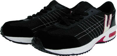 日進 耐滑樹脂先芯入りスニーカー 26．5cm【V2000BK-26.5】(安全靴・作業靴・プロテクティブスニーカー)【送料無料】