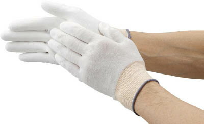 【メーカー型番】TUFG-RM-10P【JANコード】4989999081923【ブランド】TRUSCO 　【特徴】●柔らかく、手にぴったりフィットし、指先の感覚が生かせるため、より微細な作業に適しています。●スムスや綿手袋の代替品としておすすめです。●長繊維を使用し、ホコリや糸くずの発生しにくい低発塵性手袋です。●手のひらに発泡ポリウレタンをコートし、すべり止め効果に優れています。【用途】●精密機械工業、自動車関連業、弱電機械工業、細かな部品の組立や検査に。【仕様】●色:ホワイト●サイズ:M●全長(cm):21.5●手のひら周り(cm):17.7●中指長さ(cm):7.2●質量(g):160●ISO Class6〜7（Fed/STDクラス5000）相当●厚み:約0.7mm【材質／仕上】●手袋部:ナイロン・ポリエステル・その他●すべり止め部:ポリウレタン（PUR）【セット内容／付属品】【注意】【原産国】マレーシア【送料について】北海道、沖縄、離島は送料を頂きます。
