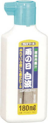 【メーカー型番】PSW3-180【JANコード】4975364040404【ブランド】タジマ【特徴】●ぬれた面でもにじまず打てます。●墨打ち時に液の飛び散りが少なく、シャープな線が引けます。●乾燥してもつぼ糸、つぼ綿が硬く固まらず、水を加えると溶けて元に戻ります。●凍結しにくく寒冷地での作業が楽に行えます。●塩分を含んでいません。●竹、金属、樹脂、あらゆる墨差しにも対応します。【用途】●墨つぼ用墨汁。【仕様】●色:白液●容量(ml):180●質量(g):250【材質／仕上】【セット内容／付属品】【注意】●誤飲に注意してください。【原産国】日本【送料について】北海道、沖縄、離島は送料を頂きます。