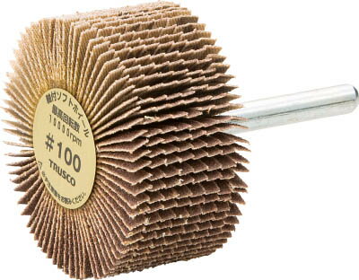 TRUSCO 軸付ソフトホイール 外径50X厚25X軸6 5個入 100♯【YS525 100】(研削研磨用品・フラップ軸付ホイール)【送料無料】