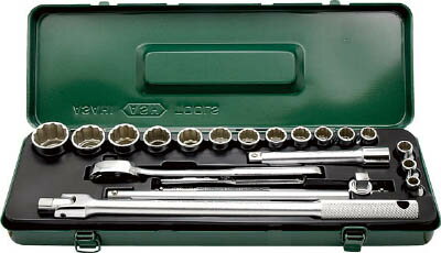 【メーカー型番】VO4150【JANコード】4992676022263【ブランド】ASH【特徴】●12角のソケット形状になっており6角の形状よりボルトおよびナットに対して容易に差込む事ができます。【用途】●六角ボルト・ナットの締結作業【仕様】●差込角(mm):12.7●ソケット内容(mm):12角:9、10、12、13、14、15、16、17、18、19、21、23、26、29、32●ハンドル内容:ラチェットハンドル（LVR4250）、スピンナハンドル（VH0438）、エクステンションバー（VE0415）、T形スライドハンドル（VT0425）、クロスバー（VB0425）●セット内容(点):20●ケース寸法(mm):間口×奥行×高さ●質量(kg):4.7●JIS表示認定工場製【材質／仕上】●クロムバナジウム鋼（Cr-V）●表面処理：ニッケルクロムメッキ【セット内容／付属品】【注意】【原産国】日本【送料について】北海道、沖縄、離島は送料を頂きます。