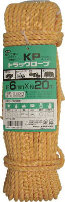 【メーカー型番】NK-620【JANコード】4903599030914【ブランド】ユタカ【特徴】●強力なポリエチレンの特性を生かし作業性をアップさせるためにポリエステル糸を混ぜ、軽量・強力・作業性が良いロープです。【用途】●トラックの荷締めなど。【仕様】●色:黄●線径(mm):6●長さ(m):20●包装形態:袋入●質量(g):420●両端アイ加工●引張強度KN(kgf):3.62（370）【材質／仕上】●ポリエチレン（PE）、ポリエステル混撚【セット内容／付属品】【注意】【原産国】中国【送料について】北海道、沖縄、離島は送料を頂きます。
