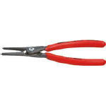 【メーカー型番】4911-A3【JANコード】4003773048749【ブランド】KNIPEX【特徴】●ツール寿命は一般的なスナップリングプライヤーの10倍以上です。●スクリュージョイントを採用しており、大変滑らかに可動します。●鍛造ボディーにより大変頑丈です。●先端チップはリングとの接触面積が広いため、リングを歪めず確実に保持することができます。●スリムなヘッド形状により、狭い場所での作業も可能です。●スプリングはジョイント部に内蔵し保護されています。●先端チップは強靭な特殊バネ鋼製。●ハンドルのプラスチックコーティングには滑り防止加工が施されています。【用途】●軸用スナップリングの取り付け、取り外しに。【仕様】●爪先端径(mm):2.3●リング使用範囲(mm):40〜100●全長(mm):225●爪形状:直爪●ばね付●黒染め仕様【材質／仕上】●熱間鍛造によるクロームバナジウム電気鋼【セット内容／付属品】【注意】●スナップリングプライヤーを使用して作業する際には、必ず安全ゴーグルを着用してください。【原産国】ドイツ【送料について】北海道、沖縄、離島は送料を頂きます。