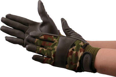 【メーカー型番】TPU-CMF-M【JANコード】4989999272642【ブランド】TRUSCO 　【特徴】●エンボス加工PU生地で軽くて丈夫、フィット感・グリップ力に優れています。●ぬれてもグリップ力が変わりません。【用途】●防衛省納品、建築土木、電気工事、荷役。【仕様】●色:迷彩●サイズ:M●全長(cm):21●手のひら周り(cm):18.0●中指長さ(cm):8.4●質量(g):48●袖口:マジック式●厚み:0.7mm【材質／仕上】●掌部:ポリウレタン樹脂OD色●手甲部:メリヤス生地迷彩柄●袖口:パイルゴム【セット内容／付属品】【注意】●絶縁性はありません。【原産国】中国【送料について】北海道、沖縄、離島は送料を頂きます。