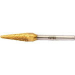 【メーカー型番】SBT7C03【JANコード】4967521332583【ブランド】スーパー【特徴】●チタン（Tin）コーティング処理により、表面硬度が高く・バー寿命が長く・切粉のハケが良くなります。●独自開発の刃形状により、高速回転使用時にバーが不用意に被切削物に喰いこんでしまうことがないため、滑らかに加工でき能力アップに貢献します。【用途】【仕様】●形状:テーパー型（ダブルカット）●刃径(mm):9.5●刃長(mm):27●軸径(mm):6●軸長(mm):47●タイプ:ロー付●最高使用回転数(rpm):23000●角度(°):14●質量(g):28【材質／仕上】●超硬●表面処理：チタン(Tin)コーティング【セット内容／付属品】【注意】●最高使用回転数は推奨値です。【原産国】アメリカ【送料について】北海道、沖縄、離島は送料を頂きます。