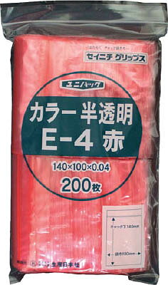セイニチ 「ユニパック」 E−4 赤 140×100×0．04 200枚入【E-4-CR】(梱包結束用品・...