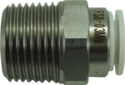 チヨダ ファイブSUSメイルコネクタ 白 8mm・R3／8【FS8-03MW】(流体継手・チューブ・チューブ継手)