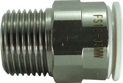 チヨダ ファイブSUSメイルコネクタ 白 12mm・R3／8【FS12-03MW】(流体継手・チューブ・チューブ継手)