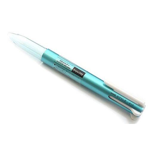 ミツビシ スタイルフィットホルダー Mブルー UE5H258M 33JANコード4902778104873（先軸）PC樹脂　（後軸）PC樹脂＋転写印刷　（クリップ）PC樹脂メタリックブルー軸径φ13．8×厚さ19．0×全長146．2mm10．0g◆ノック式【送料について】北海道、沖縄、離島は送料を頂きます。