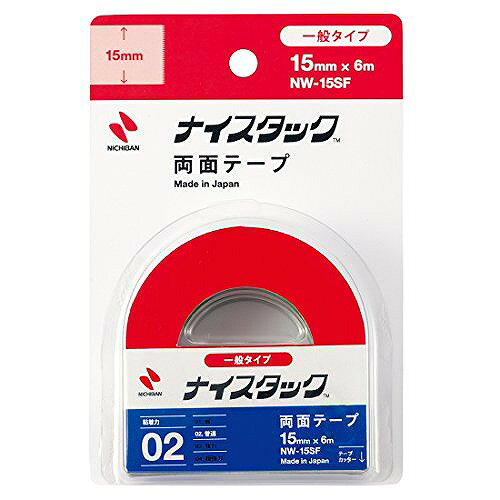 ニチバン ナイスタック NW-15SFJANコード：498716702051415.0mm×6.0m小巻粘着材:アクリル系○一般タイプ○ポスター、スクラップなどいろいろな貼り合わせに○雑誌や新聞などのスクラップ、サンプル帳の作成に○粘着力：普通○テープ基材、ホルダーは再生紙を使用しています。【送料について】北海道、沖縄、離島は送料を頂きます。