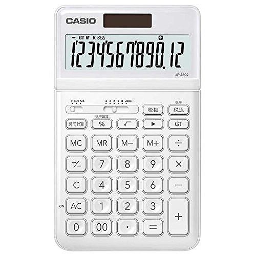 カシオ 電卓 12桁 (ホワイト)CASIO スタイリッシュ電卓 ジャストタイプ JF-S200-WE カシオ 電卓 12桁 (ホワイト)CASIO スタイリッシュ電卓 ジャストタイプ JF-S200-WE