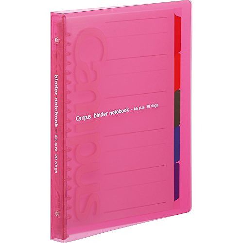 コクヨ キャンパススライドバインダーA5スリ ル-P133PJANコード：4901480337340【サイズ】 A5(225×182×20mm)【カラー】 ピンク【穴数】 20穴 【最大収容枚数】 65枚【セット内容】 中紙5枚(ノ-807BT)・ラミネート見出し用紙5枚・クリヤーポケット1枚【材質】 表紙:R-PP【送料について】北海道、沖縄、離島は送料を頂きます。
