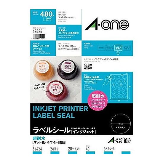 樂天商城 - エーワン ラベル超耐水マット24マル 62424 1冊