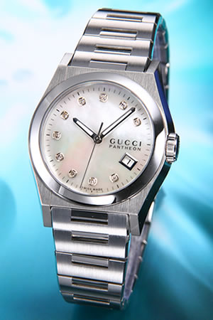 グッチ GUCCI 腕時計 パンテオン・10Pダイヤインデックス ホワイトシェル YA115403