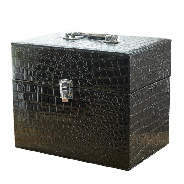 アンファナス レザー調 トレイ付きキコスメボックス