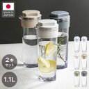 【2本セット】日本製 冷水筒 スリムジャグ 1.1L 冷蔵庫に収まる 横置き 縦置き スリム コンパクト 耐熱 麦茶ポット ピッチャー 水差し ティーポット 熱...