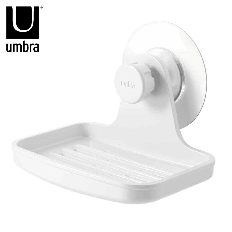 umbra アンブラ ソープディッシュ アドヒーシブ 石けん置き 浴室収納 浮かせる収納 強力粘着テープ 北欧 おしゃれ 幅13cm 奥行10cm 高さ9cm(代引不可)