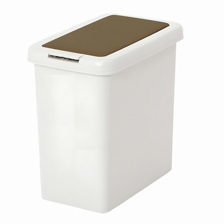 塑膠製 - サンコープラスチック 日本製 ゴミ箱 ふた付き スリムプッシュ 20L ライトブラウン スリムプッシュ 20L LBR(代引不可)【送料無料】