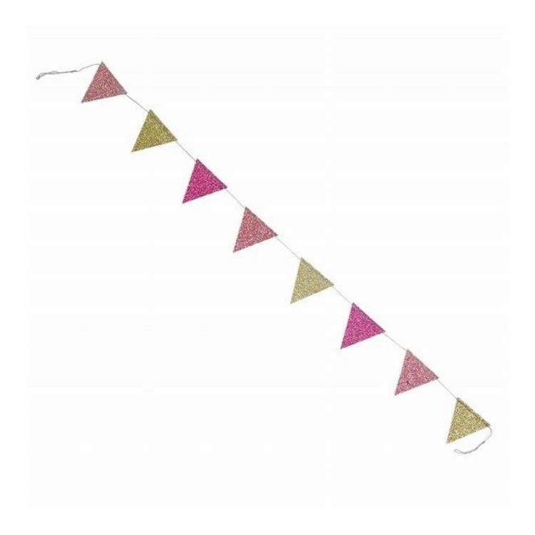 ガーランド フラッグ 旗 三角 キラキラ 飾り 壁 ピンク オカトー(代引不可)
