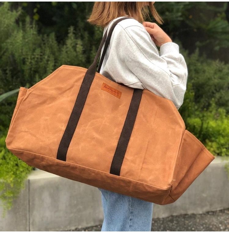 DULTON ダルトン アウトドアバッグ ワックスキャンバスログバッグ キャメル かわい...