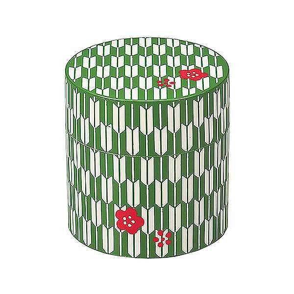 日本製 茶筒 HAKOYA 和風 小花柄シリーズ 350ml 中蓋付き 矢絣梅 たつみや(代引不可)