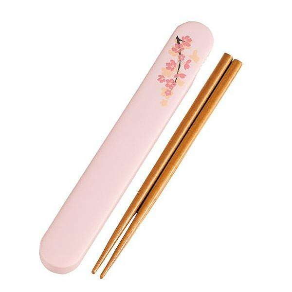 日本製 箸&箸箱セット スライド式 SAKURA HAKOYA 18cm カトラリー ピンク たつみや(代引不可)