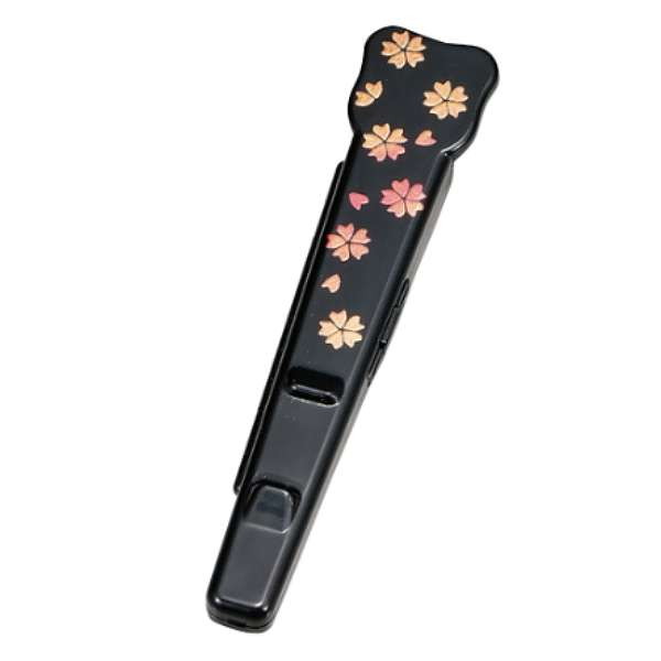 日本製 箸箱 携帯用 箸キャップ 箸置き さくら 黒 たつみや(代引不可)