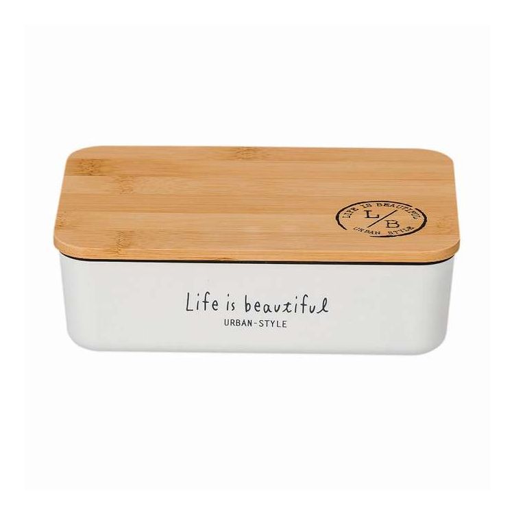 弁当箱 1段 600ml バンブー LIFE IS BEAUTIFUL 長角一段ランチ ホワイト 食洗機対応(代引不可)