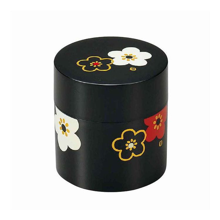 日本製 茶筒 350ml 小 朱華文様梅 HAKOYA 黒 たつみや(代引不可)