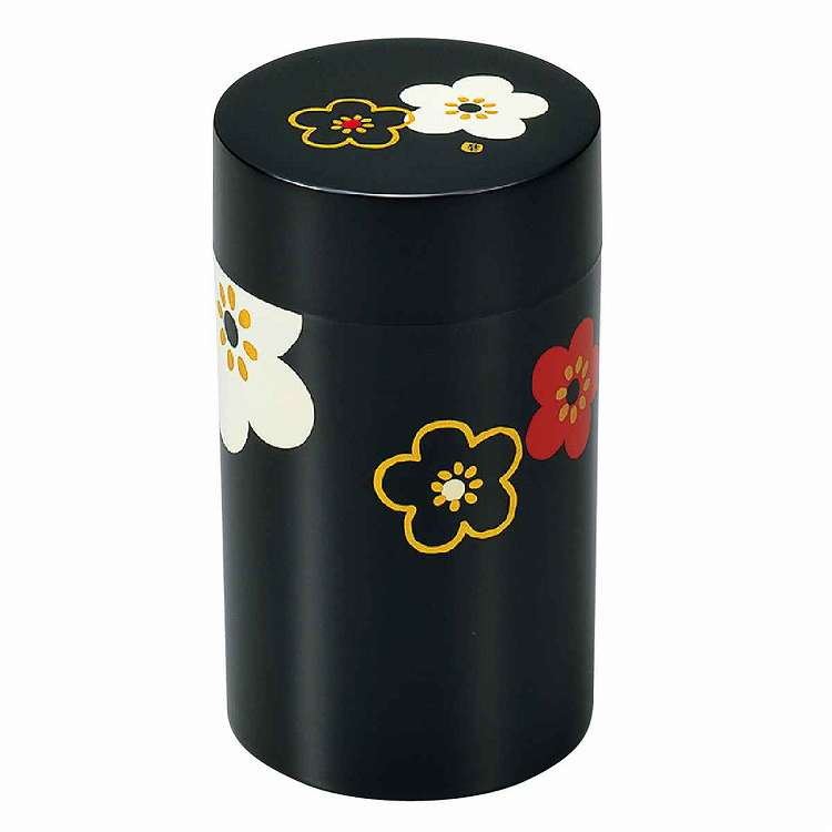 Tea Canisters - 日本製 茶筒 650ml 大 朱華文様梅 HAKOYA 黒 たつみや(代引不可)