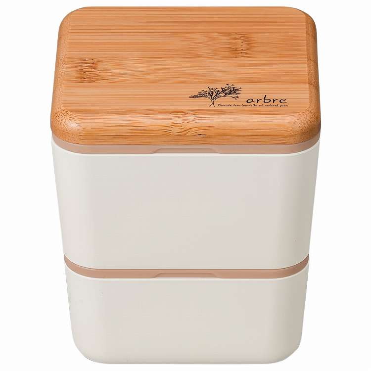 日本製 弁当箱 2段 600ml ARBLE バンブースクエアネストランチ ホワイト(代引不可)