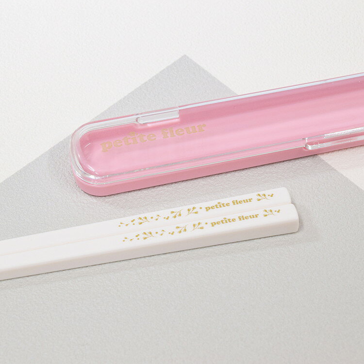 リコメン堂のBILANC ビランク 日本製 箸箱セット プチフルール 18cm プラ箸 & ケース ピンク(代引不可)｜アングル2