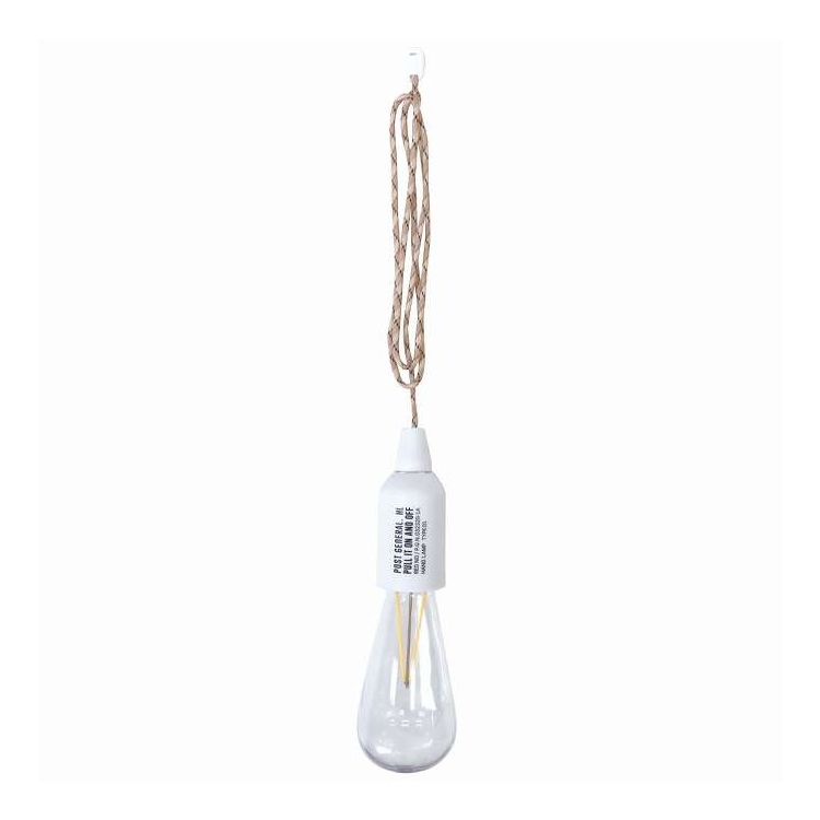 【商品説明】コンセント電源のない場所でも手軽に楽しめる電池式LEDランプです。単4電池3本でお使いいただけます。（※電池は付属していません。）約24時間の連続点灯が可能です。（※連続点灯時間に応じて徐々に暗くなっていきます。）コードを引っ張って、ON/OFFの切り替えができます。アウトドアシーンでの使用を想定したIPX4規格の生活防水仕様です。約50ルーメンの光量で非常時の防災ランプとしても活躍します。電球にはポリカーボネートを使用しており、割れにくく安心です。ソケットと電球は分解式です。【商品情報】■サイズ約高さ22（cm）直径：約6（cm）重量：約130g■材質ABS樹脂、ポリカーボネート■生産国中国製■セット内容1個■注意事項※電池は付属しておりません※生活防水仕様のため、水中での使用や直接水をかけるような使用はできません【代引きについて】こちらの商品は、代引きでの出荷は受け付けておりません。【送料について】北海道、沖縄、離島は送料を頂きます。