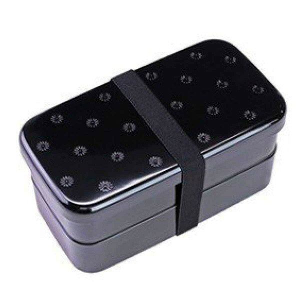 お弁当箱 長角弁当箱 2段 500ml 和MON ディープカラー 黒菊文様(代引不可)