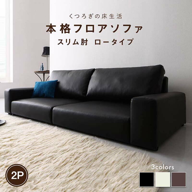 フロアソファ フロアソファ ソファ スリム肘 ロータイプ 2P(代引き不可)【送料無料】