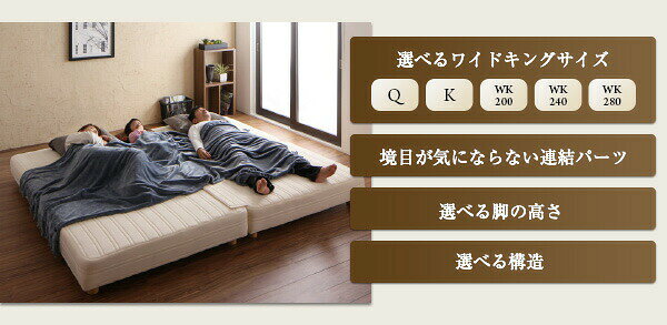 日本製ポケットコイルマットレスベッド マットレスベッド グランドタイプ キング 脚22cm(代引き不可)【送料無料】 [3]