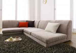 フロアソファ カバーリングフロアコーナーソファ ロータイプ ポケットコイル仕様 1P+2P+コーナー(代引き不可)【送料無料】