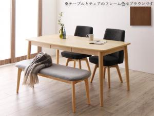北欧スタイル 回転チェア ダイニング 4点セット(テーブル+チェア2脚+ベンチ1脚) ブラウン W150(代引き不可)【送料無料】