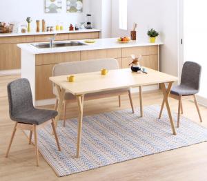 ダイニングセット（テーブル&ベンチ チェア） やさしい色合いの北欧スタイル ソファベンチ ダイニング 4人 4点セット(テーブル+チェア2脚+ソファベンチ1脚) W140 組立設置付(代引き不可)【送料無料】