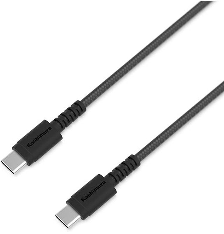 リコメン堂のカシムラ USB充電&同期ケーブル 1.2m Type-C⇔Type-C ブラック AJ-663 折曲や断線に強いナイロンメッシュケーブル採用【ポイント10倍】｜アングル2