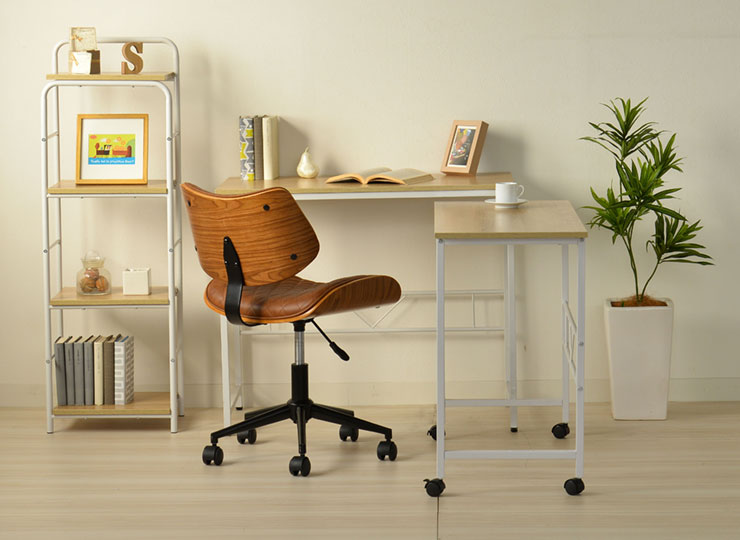デスク 幅84cm キャスター付き 机 PCデスク 学習机 キャスター付 スチール 北欧 ターブルW パソコン机 スリム スチール アイアン(代引不可)【送料無料】 [3]