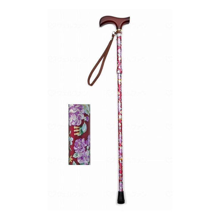 ウェルファン 夢ライフステッキ 柄杖折りたたみ伸縮型 花ワイン【送料無料】