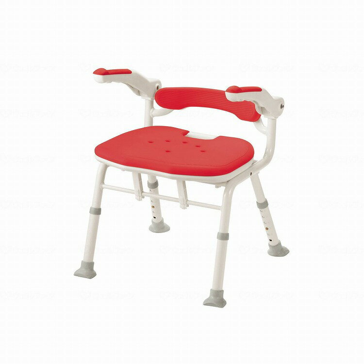 アロン化成 折りたたみシャワーベンチ ISフィット 骨盤サポートタイプ レッド(代引不可)【送料無料】
