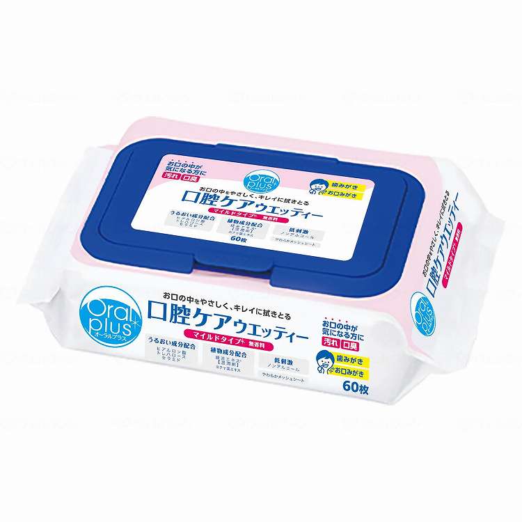 アサヒグループ食品 オーラルプラス口腔ケアウェッティーマイルド 60枚/ケース/60枚入(代引不可)【ポイント10倍】【送料無料】