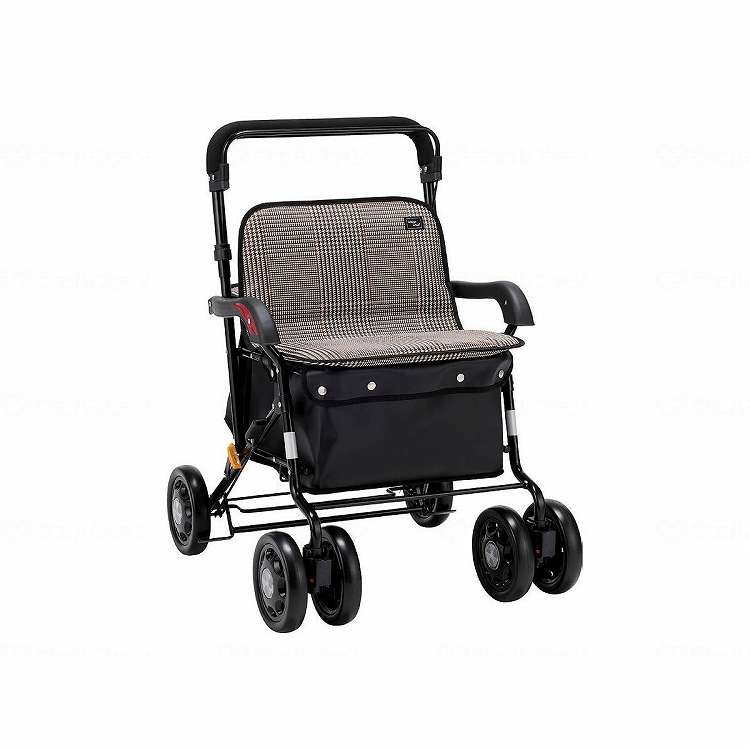 【商品説明】座面がとにかく広くて座りやすい。 人気のボックスタイプに座面42cm幅のワイドタイプがスタイリッシュな黒フレームになって新登場。○材質材質/フレーム：アルミ、キャスター：EVA、シート：KC/PVC、DB/ポリエステル○規格詳細○サイズ：幅56（56）×奥行65（26）×高さ82.5〜91.5（81）cm （　）折りたたみ時 ○座面：幅42×奥行28cm ○座面高：46cm ○ハンドルの高さ：82.5〜91.5cmの4段階調節 ○袋寸法：幅36×奥行30×高さ21cm・積載量10kg ○前輪：7インチ　ダブルキャスター3WAY ○後輪：7インチ ○座面耐荷重：100kg【代引きについて】こちらの商品は、代引きでの出荷は受け付けておりません。【送料について】北海道、沖縄、離島は送料を頂きます。